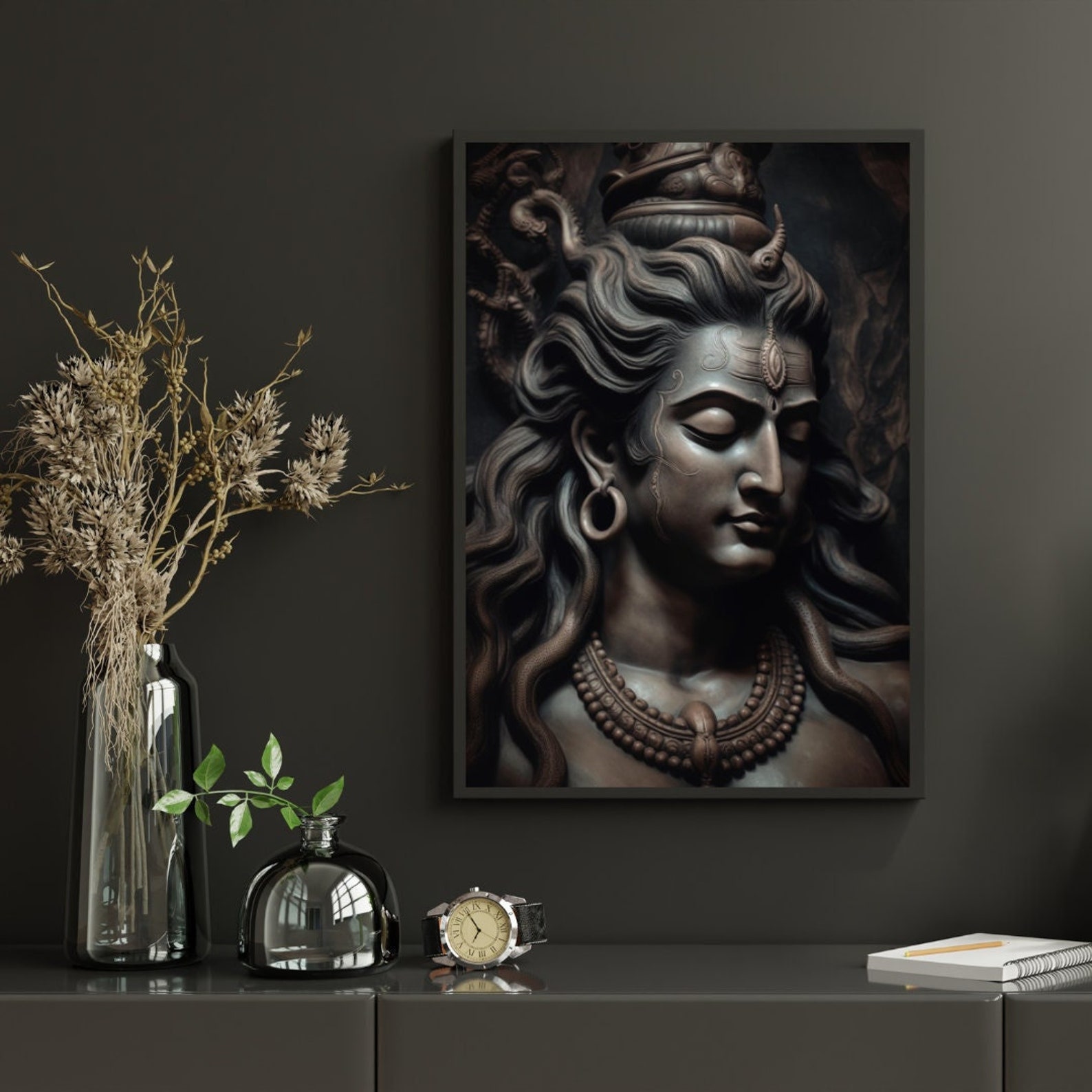 Lord Shiva Wall Art , Hindu God Lord Shiva Print, Shiva Canvas Wall Art ...
