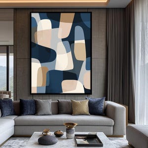 Abstract Oversize Wall Art, Large Modern Home Decor, Modern Nature Mountain Art Print, Neutral Colors Wall Art for Office, Hall or Rooms