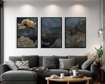 3 Piece Floral Abstract Artpiece, Abstract Triptych Art, Modern