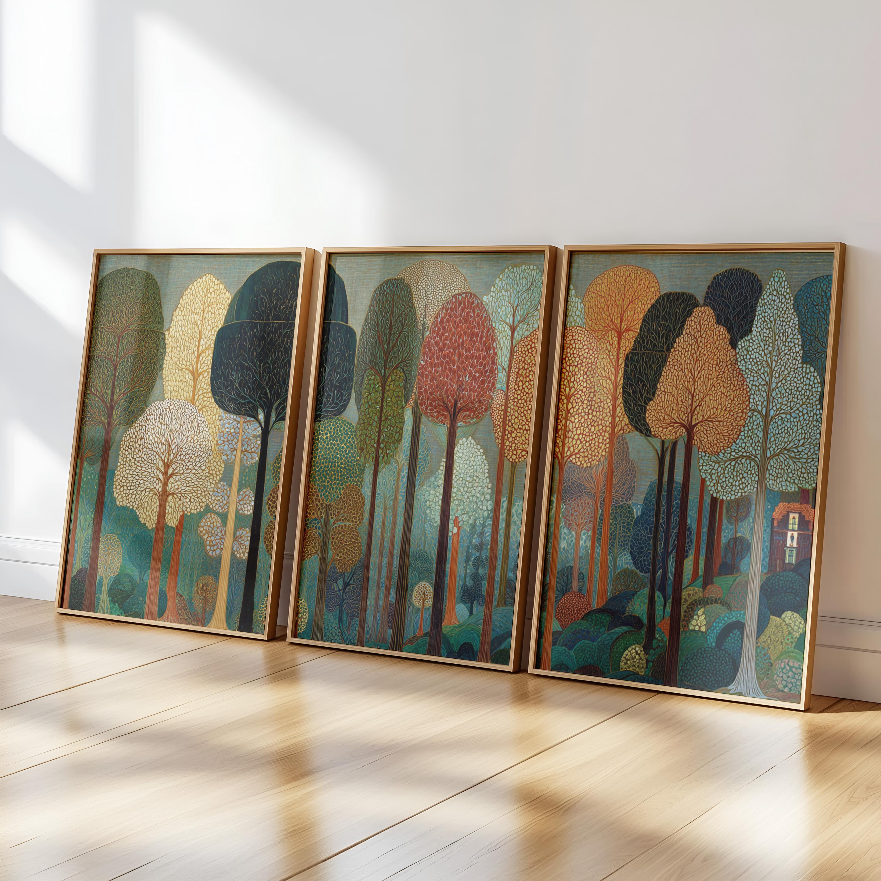 3 Piece Floral Abstract Artpiece, Abstract Triptych Art, Modern Set of ...