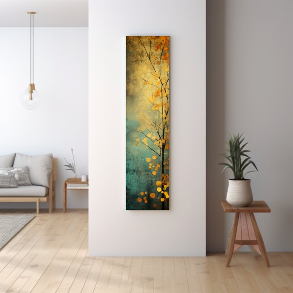 Long Narrow Wall Art, Tall and Thin Canvas wall art, Modern wall art, Nature Wall Art,  Vertical Wall Art, Lotus Wall Art