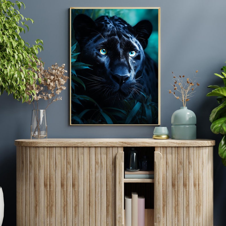 Jaguar Wall Art , Black Panther Wall Art, Jaguar Canvas Art, Black