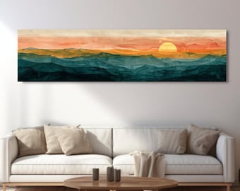 Long Horizontal Wall Art, Narrow Horizontal Wall Art, Long Narrow Wall Art, Tall Thin Canvas wall art, Sunrise wall art, Sunset Wall Art