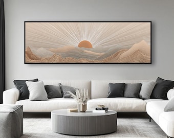 Narrow Horizontal Abstract Wall Art Abstract Modern Art, Wide Horizontal Abstract Nature Art, Framed Canvas Print for Office, Rooms or Halls