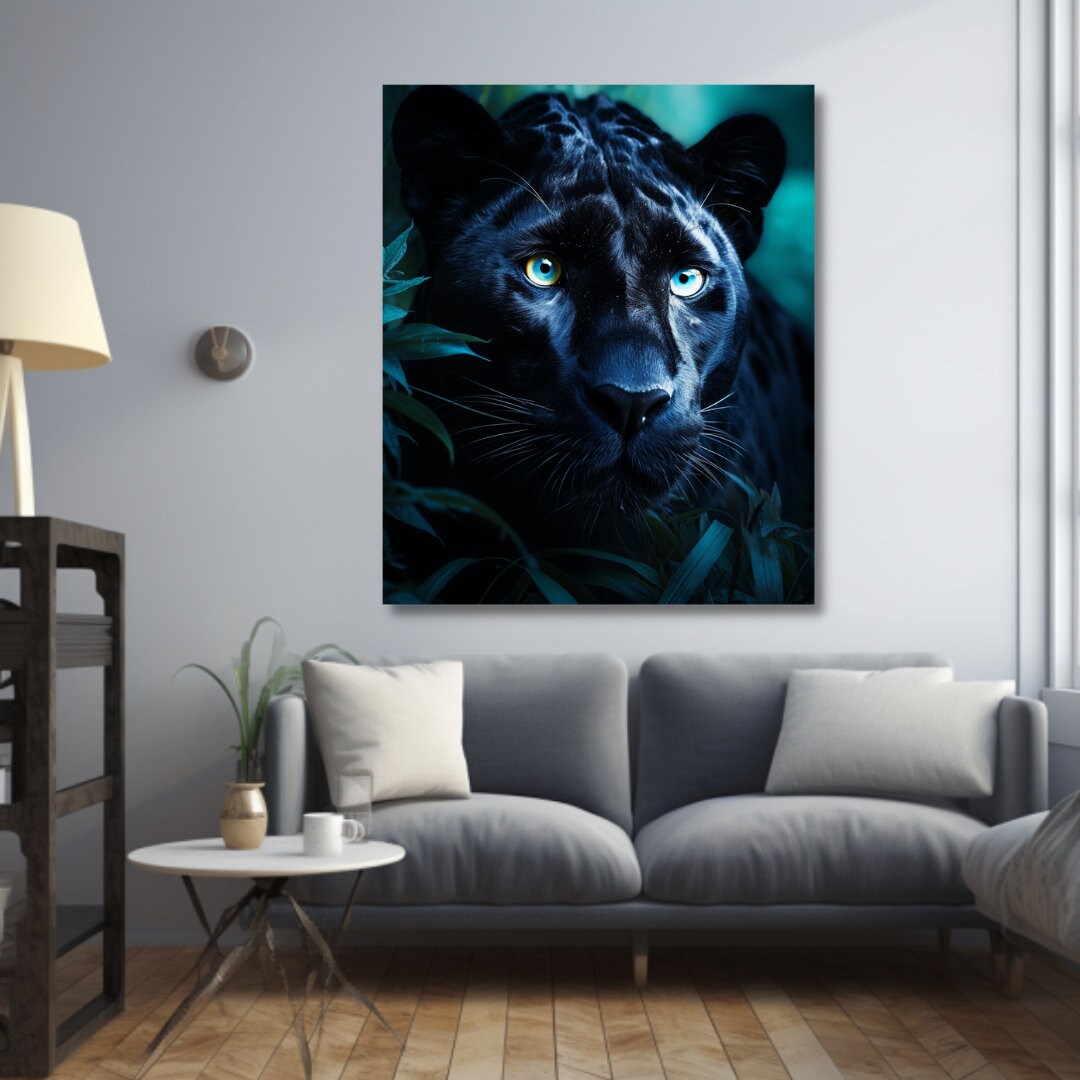 Jaguar Wall Art , Black Panther Wall Art, Jaguar Canvas Art, Black