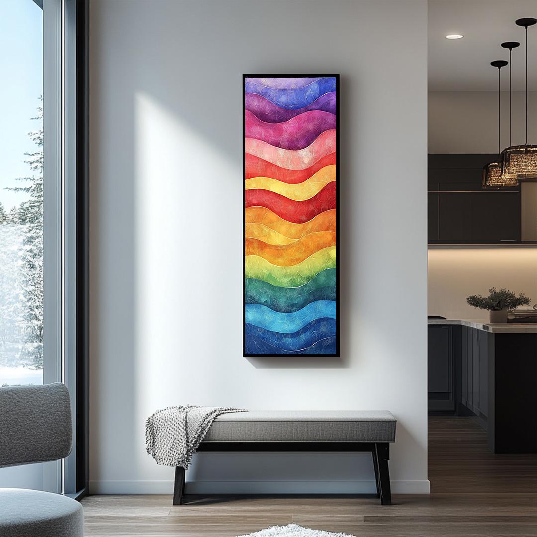 Narrow Dopamine Nature Canvas Art for Office or Hall Way, Vertical Dopamine Abstract Canvas Art for Living Room
