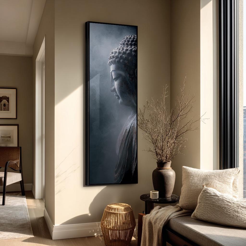 Tall Buddha Canvas Art, Vertical Spiritual Print, Modern Zen Meditation ...