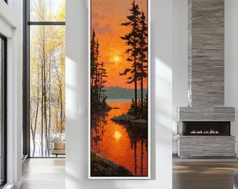 Narrow Abstract Wall Art, Tall and Thin Canvas wall art, Modern Abstract wall art, Framed Vertical Wall Art for Rooms, Hall and Office Decor