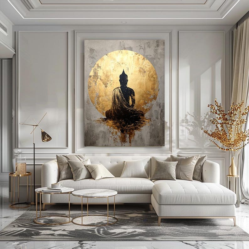 Oversized Buddha Wall Art, Large Buddhist Decor, Spiritual Canvas Print ...