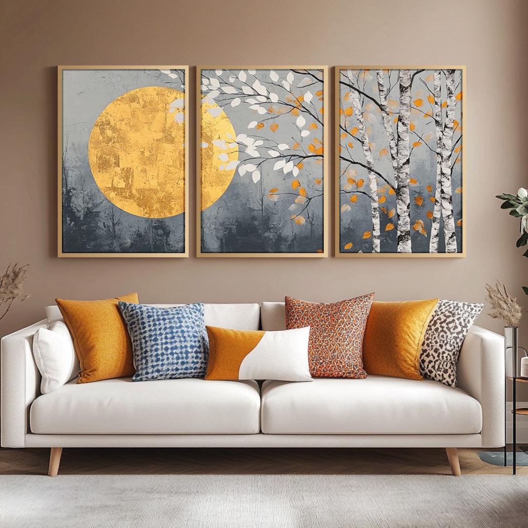 3 Piece Japandi Artpiece, Triptych Wall Art, Japandi Nature Art