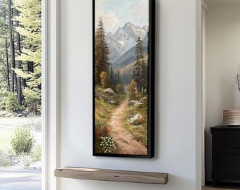 Long Vertical Abstract Print for Office, Tall Narrow Modern Abstract Wall Art for Dining Room, Living Room, or Bedroom, Long Narrow Artwork