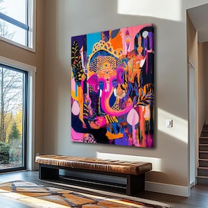 Lord Ganesha Wall Art , Hindu God Lord Ganesha Print, Ganesha Canvas Art, Hindu Art, Hinduism, Wall Art, Wall Decor CUSTOM SIZE AVAIL