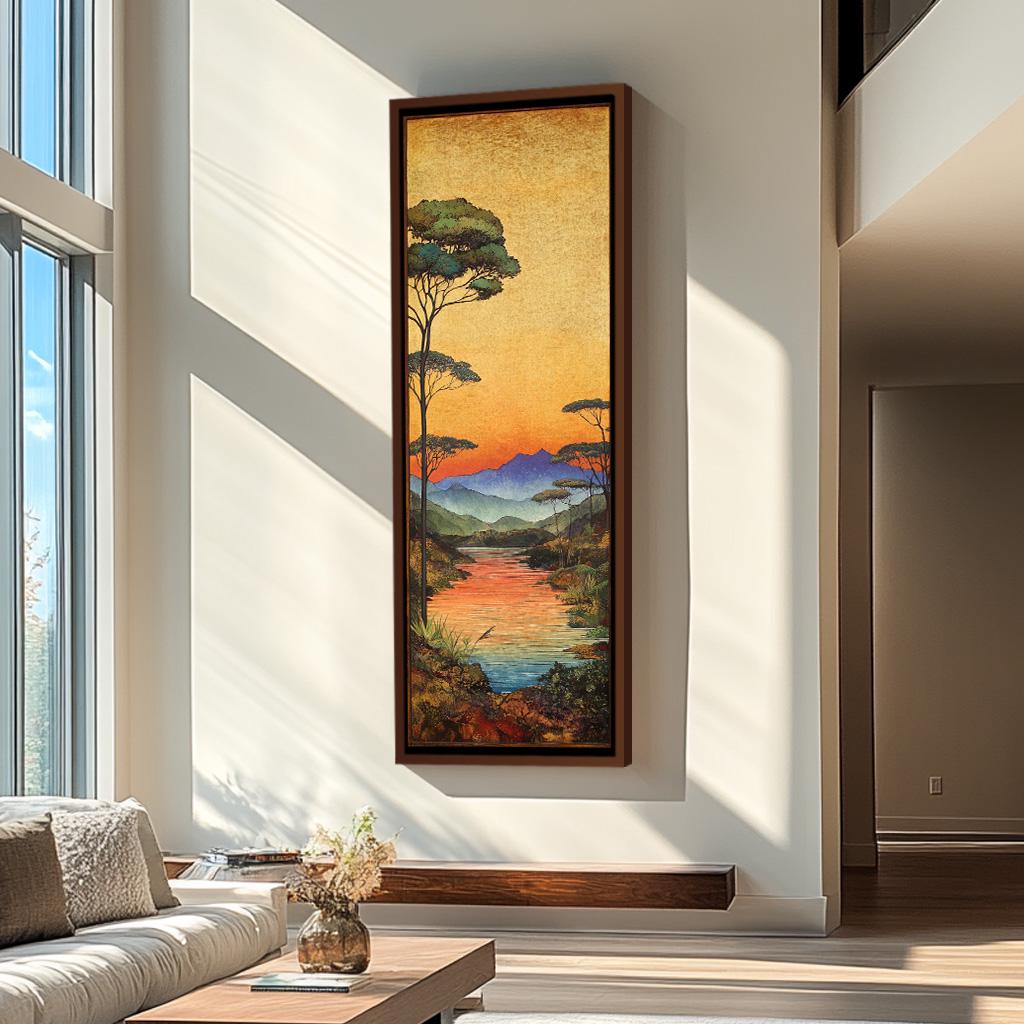Long Nature Wall Art, Tall and Thin Tree Canvas wall art, Modern wall art, Large Nature Wall Art, Vertical Wall Art, Nature Wall Art