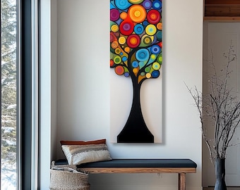 Tall Narrow Vintage Botanical Art, Vertical Floral Canvas, Slim Decor