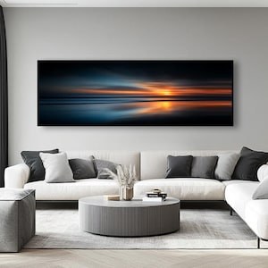 Narrow Horizontal Nature Mountain Canvas Print, Abstract Modern Art, Wide Horizontal Abstract Nature Wall Art for Office, Rooms or Halls
