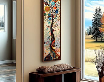 Long Narrow Wall Art, Tall Narrow wall art, Tree Wall art, Vertical Wall Art, Long Vertical Wall Art, Large vertical wall art, Canvas art