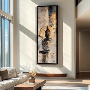 Long Narrow Wall Art, Tall Narrow wall art, Vertical Wall Art, Long Vertical Wall Art, Large vertical wall art, Print, Canvas Framed Buddha
