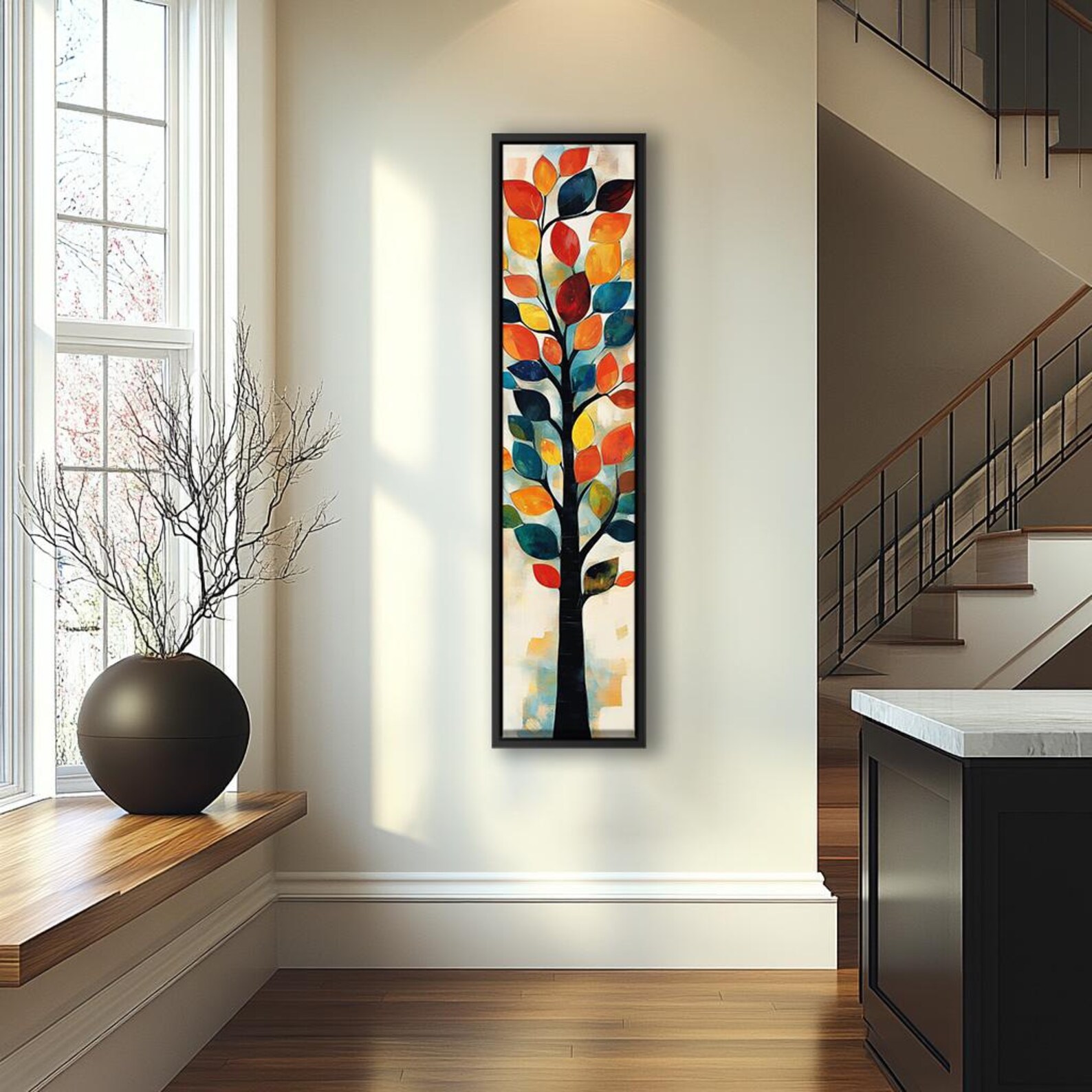Long Narrow Wall Art, Tall and Thin Canvas Wall Art, Modern Wall Art