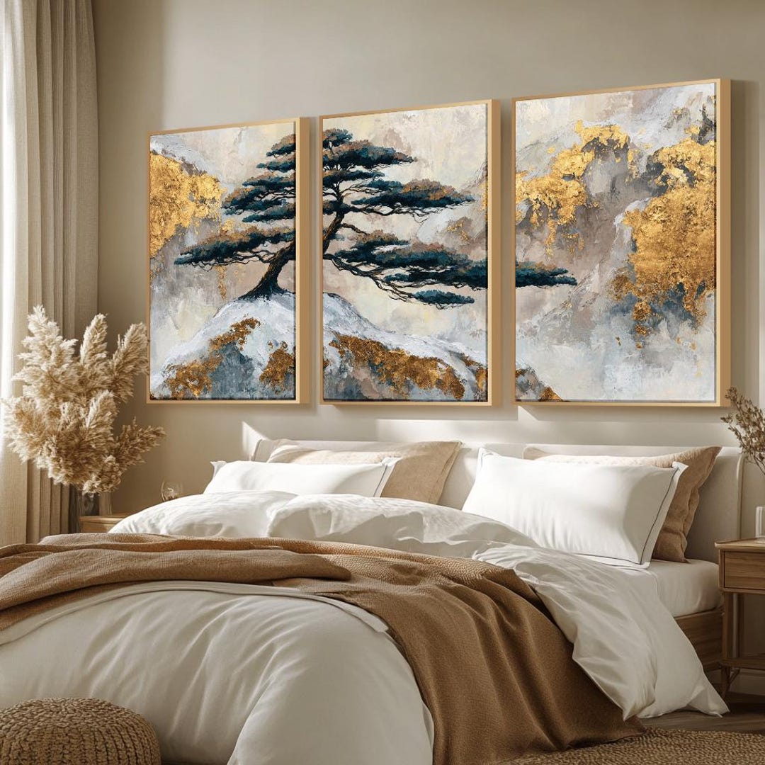 3 Piece Floral Abstract Artpiece, Abstract Triptych Art, Modern Set of ...