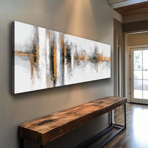 Wide Horizontal Abstract Wall Art, Modern Abstract Art, Long Narrow Horizontal Artpiece, Framed Canvas Print for Office, Rooms or Halls