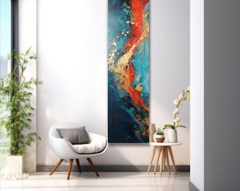 Long Narrow Wall Art, Tall and Thin Canvas wall art, Tree wall art, Nature Wall Art,  Vertical Wall Art, Lotus Wall Art