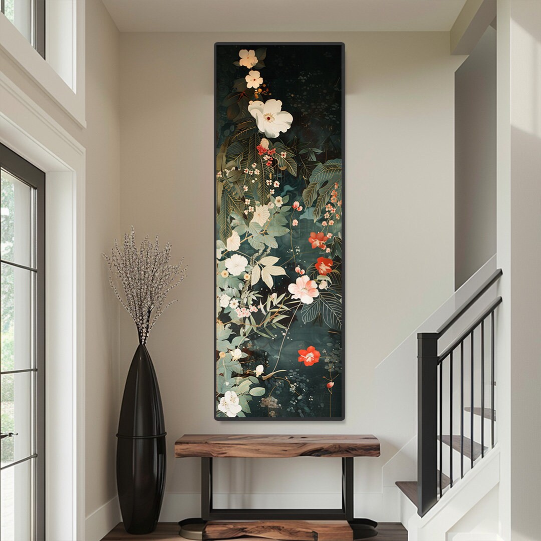 Long Narrow Wall Art, Tall Narrow Wall Art, Vertical Wall Art, Long ...