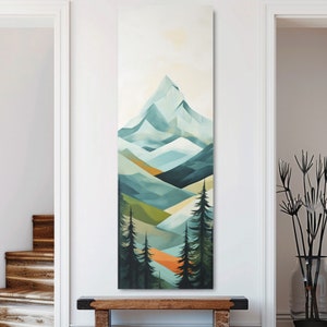 Long Narrow Wall Art, Tall and Thin Canvas wall art, Modern wall art, Abstract Wall Art,  Vertical Wall Art, Mountain Wall Art
