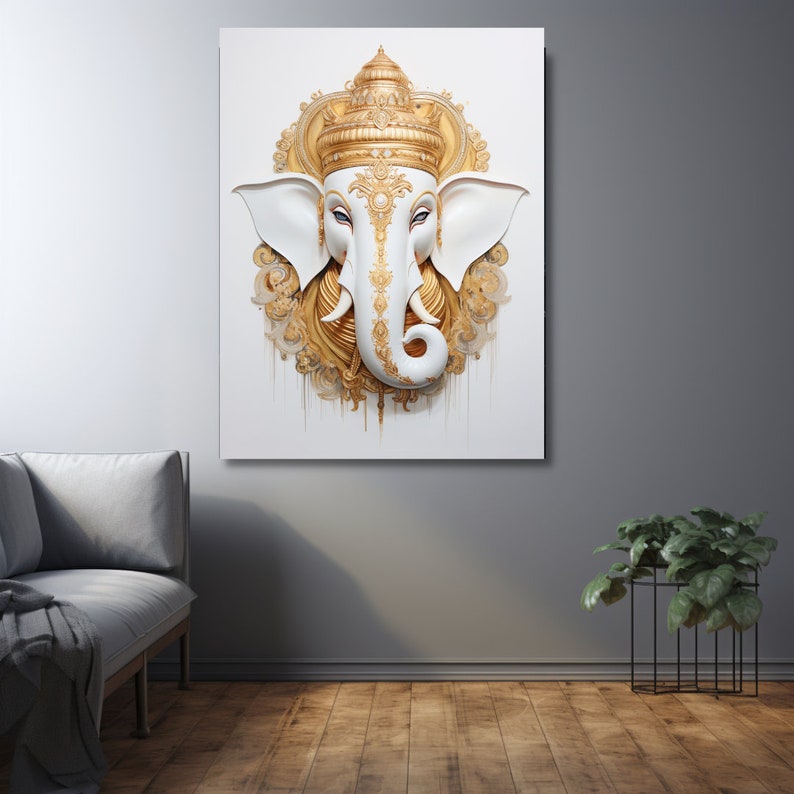 Lord Ganesha Wall Art , Hindu God Lord Ganesha Canvas Art, Ganesha