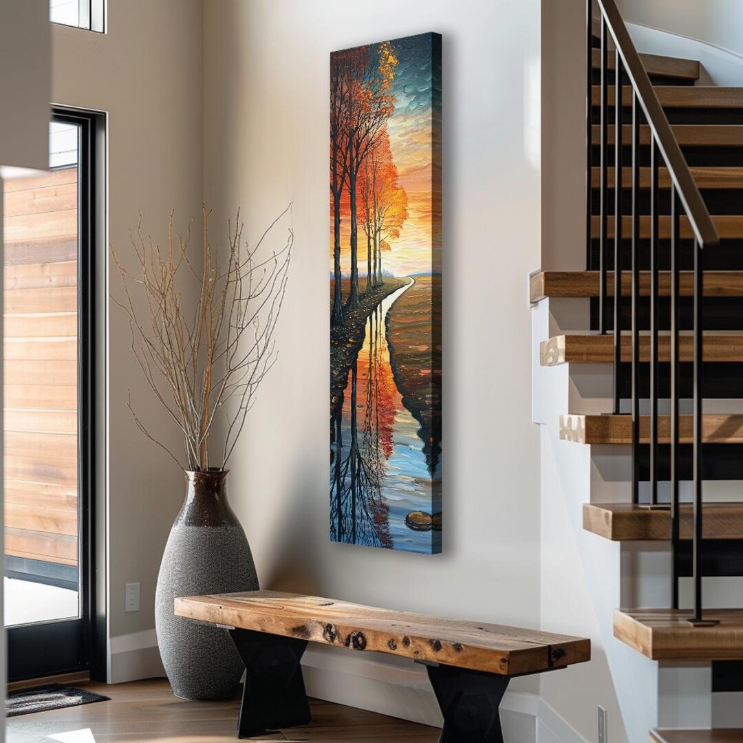 Long Narrow Wall Art, Tall Narrow Wall Art, Vertical Wall Art, Long ...