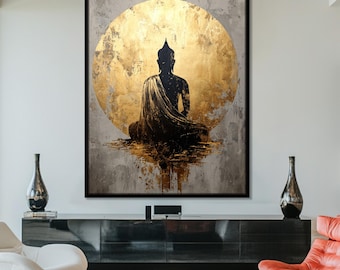 Oversized Buddha Wall Art, Large Buddhist Decor, Spiritual Canvas Print