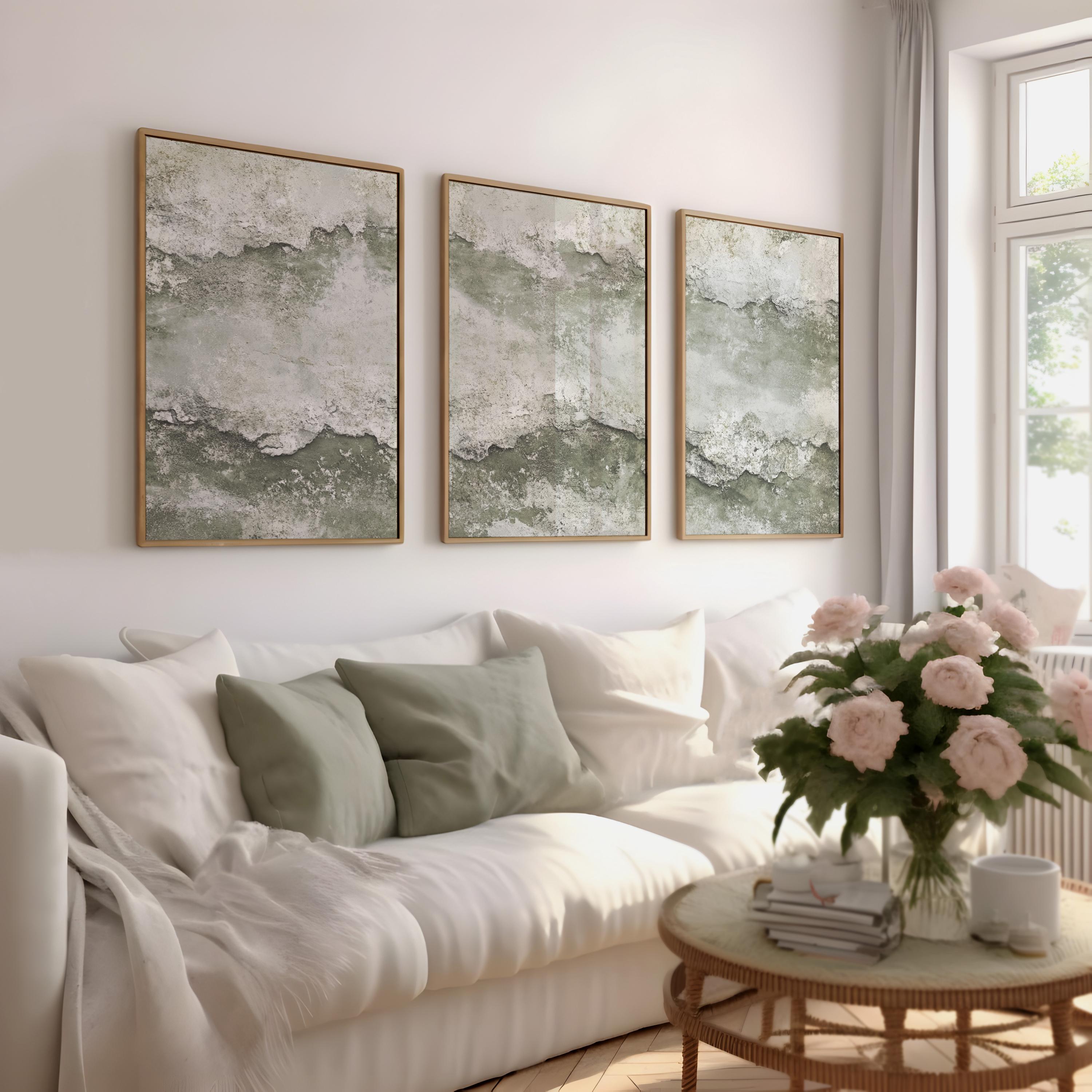 Japandi 3 Piece Canvas Wall Art - Modern Scandinavian Triptych Set