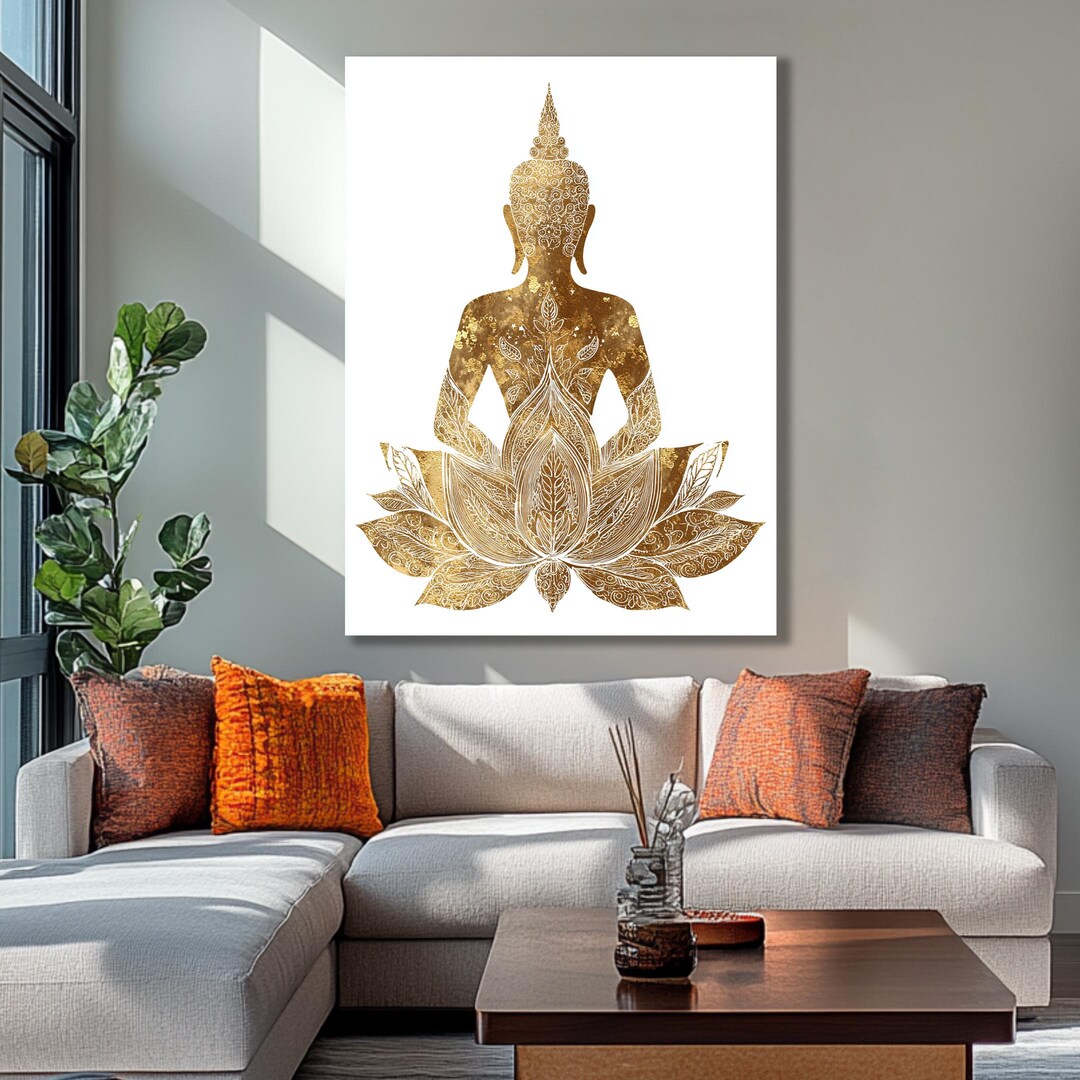 Large Buddha Wall Art, Buddhist Art, Framed Vintage Buddha Wall Decor ...