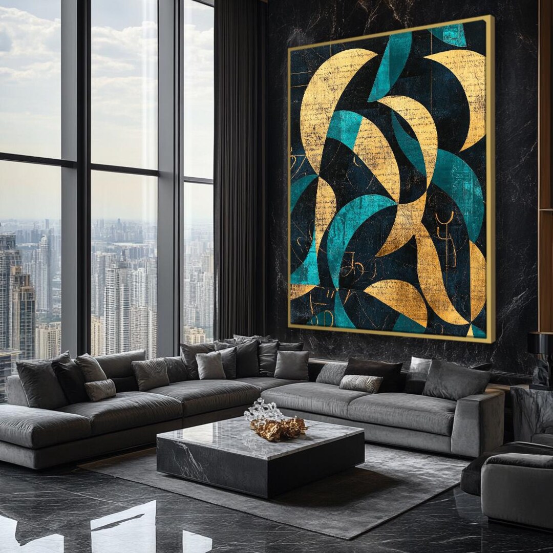 Large Wall Art, Masculine Art for Men, Black and Gold, Bar Wall Decor ...