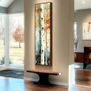 Long Narrow Wall Art, Tall and Thin Canvas wall art, Modern wall art, Nature Wall Art,  Vertical Wall Art, Fall Wall Art, Tree Wall Art