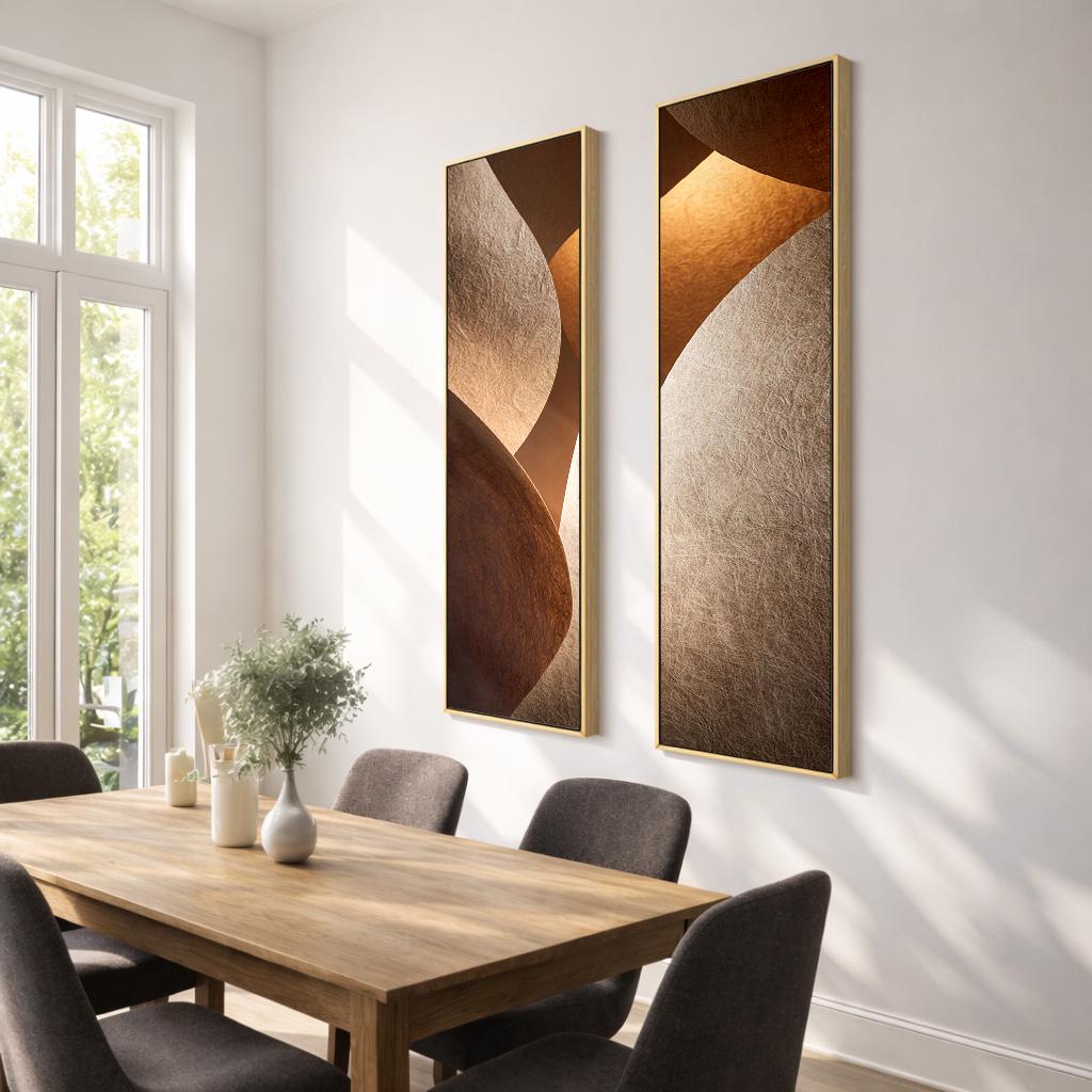 Tall Thin Wall Art Set of 2, Long Narrow Hallway Decor, 2 Piece