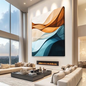 Abstract Oversize Wall Art, Large Modern Home Decor, Modern Nature Mountain Art Print, Vibrant Colors Wall Art for Office, Hall or Rooms
