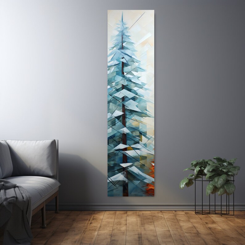 Long Narrow Wall Art, Tall and Thin Canvas Wall Art, Tree Wall Art
