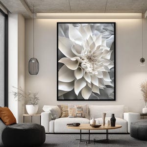Modern Flowers Wall Art, Extra Large Art Print, Neutral Beige Oversize Wall Art, Large Modern Home Decor, Nature Artwork for Rooms or Office