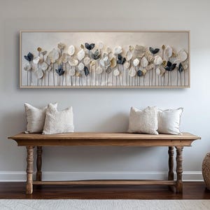 Wide Horizontal Abstract Nature Wall Art, Modern Abstract Art, Narrow Horizontal Landscape Mountain Canvas Print for Office, Rooms or Halls