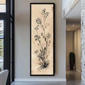 Long Narrow Wall Art, Tall and Thin Canvas wall art, Modern Nature Wall Art,  Vertical Wall Art, Framed Canvas Art for Office, Rooms or Hall