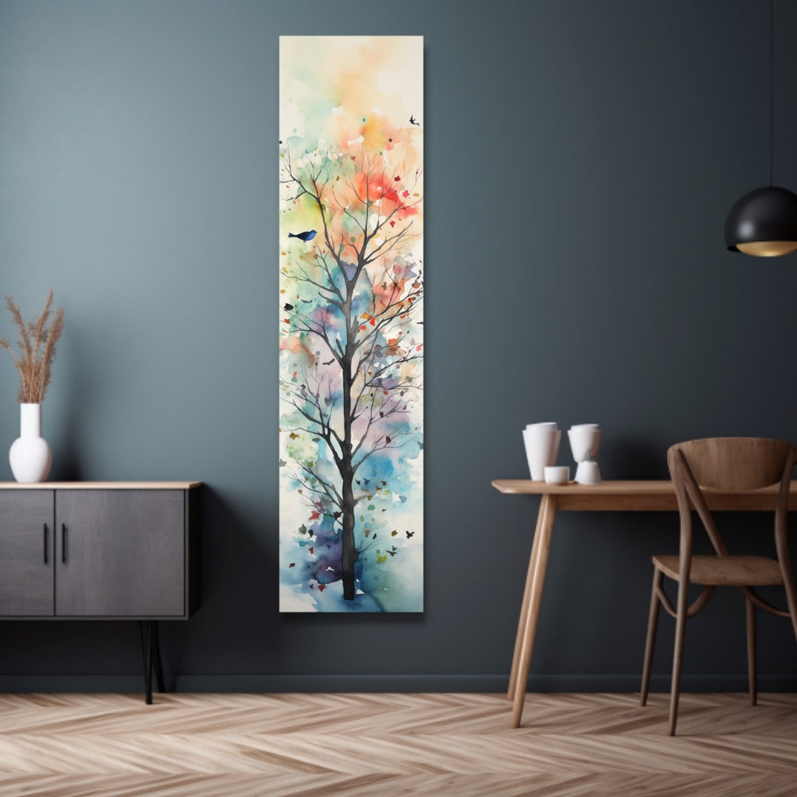 Long Narrow Wall Art, Tall and Thin Canvas Wall Art, Tree Wall Art