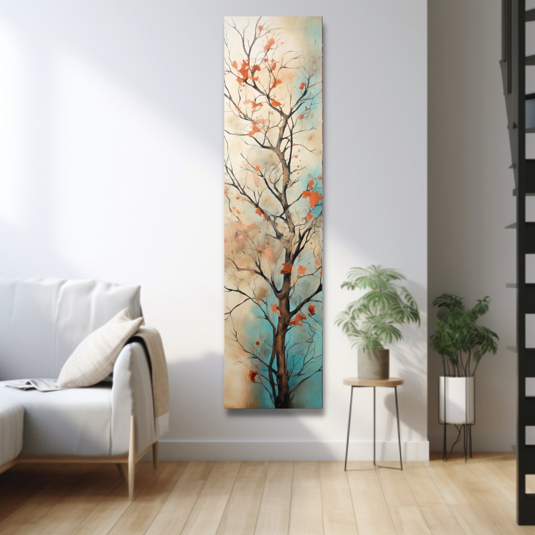 Long Narrow Wall Art, Tall and Thin Canvas Wall Art, Tree Wall Art