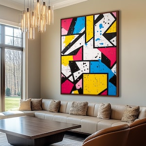 Abstract Oversize Wall Art, Large Modern Home Decor, Modern Nature Mountain Art Print, Vibrant Colors Wall Art for Office, Hall or Rooms