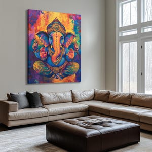Lord Ganesha Wall Art , Hindu God Lord Ganesha Canvas Art, Ganesha Painting, Hindu Art, Hinduism, Wall Art, Wall Decor CUSTOM SIZE AVAIL