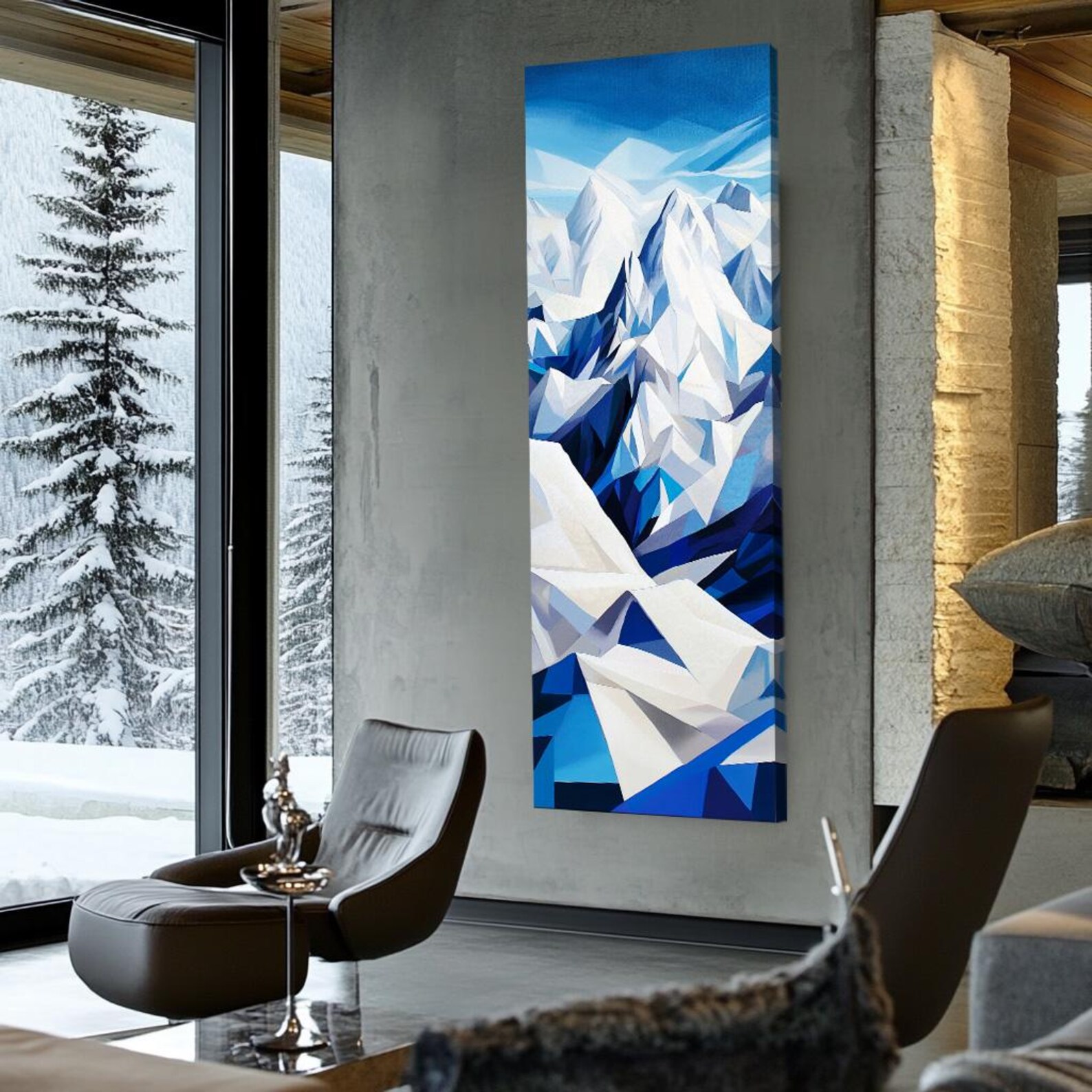 Winter Long Narrow Wall Art, Seasonal Tall and Thin Canvas Art