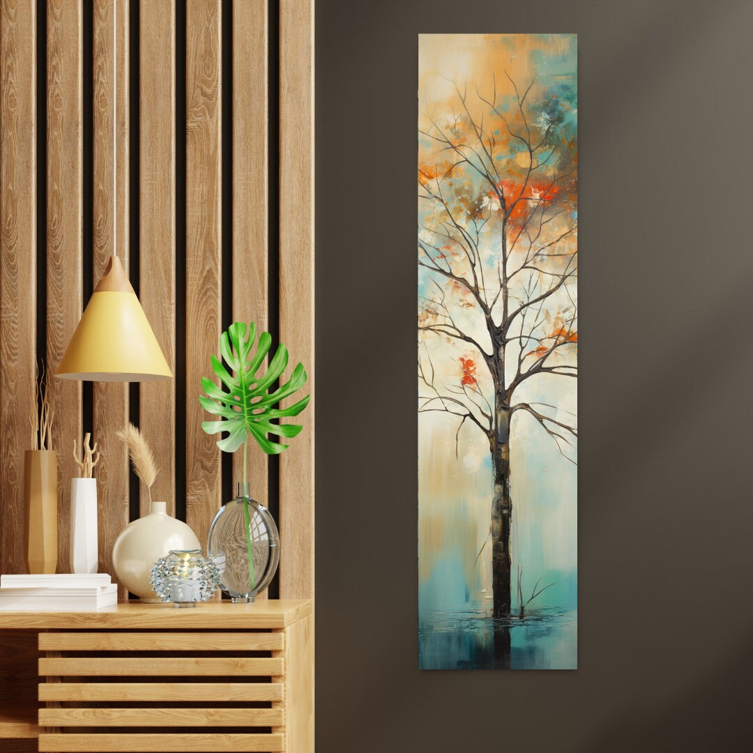 Long Narrow Wall Art, Tall and Thin Canvas Wall Art, Tree Wall Art