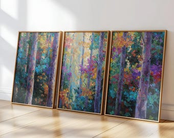 Set of 3 Nature art for Dining Room or Office Wall, Modern Beach Wall Art, Boho Framed Canvas Art, 3 Piece Nature Wall Art for Room and Hall