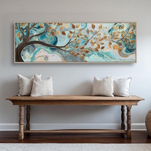 Long Horizontal Nature Wall Art, Tall Thin Framed Canvas Print, Narrow Horizontal Wall Art, Modern Nature Wall Art for Home, Office or Halls