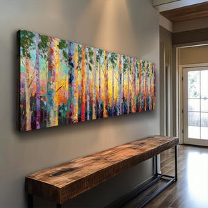 Narrow Horizontal Nature Wall Art Abstract Modern Art, Wide Horizontal Abstract Nature Art, Framed Canvas Print for Office, Rooms or Halls