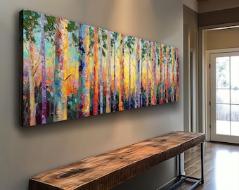Narrow Horizontal Nature Wall Art Abstract Modern Art, Wide Horizontal Abstract Nature Art, Framed Canvas Print for Office, Rooms or Halls